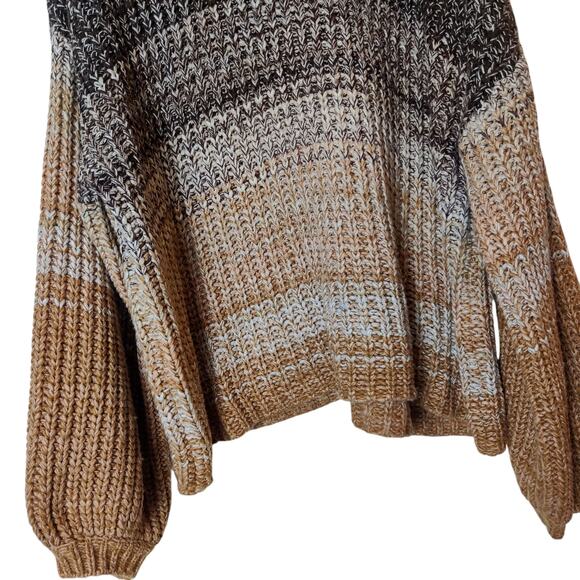 525 America x Revolve Chunky Marled Stripe Knit Sweater Bishop Sleeve XL Cozy - Picture 8 of 14